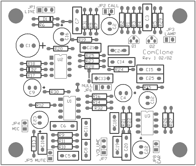 ComClone 2 PC Board Component Layout
